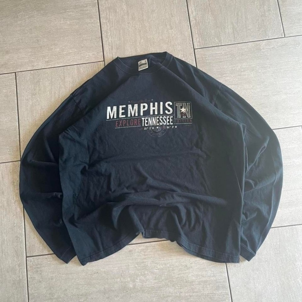 Perrin Memphis Tennessee Explore Graphic Long Sleeve Shirt Black Mens XL